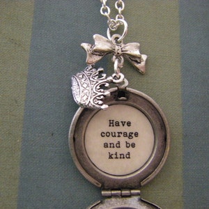 Have Courage And Be Kind Locket Silver Necklace Cinderella Movie