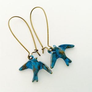 Little Bluebird earrings, blue bird, blue jay earrings, dangles image 2