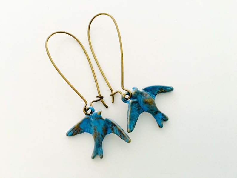 Little Bluebird earrings, blue bird, blue jay earrings, dangles image 2