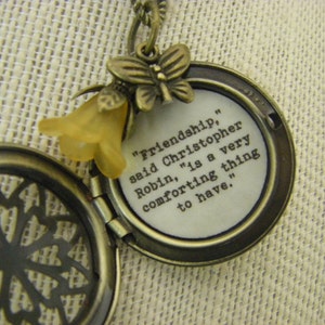 Friendship Locket, friend Necklace, Pooh Quote Jewelry, Friendship Is A Very Comforting Thing To Have, Best Friend Gift