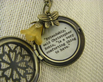 Friendship Locket, friend Necklace, Pooh Quote Jewelry, Friendship Is A Very Comforting Thing To Have, Best Friend Gift