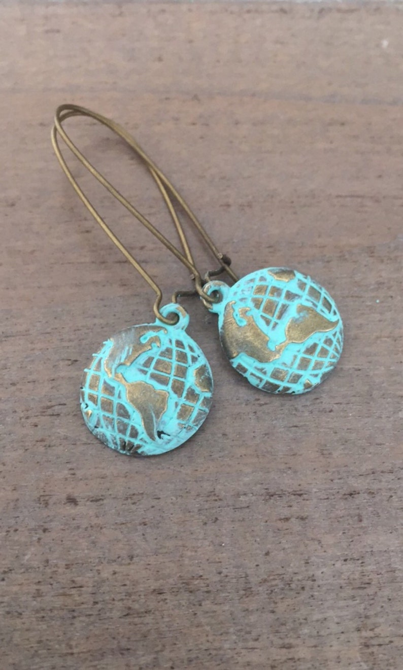 Globe Earrings, World Map Earrings, Travel, Adventure image 2