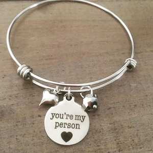 You&#39;re My Person Bracelet Charm Bangle Heart Valentine&#39;s Day Gift Stainless Steel