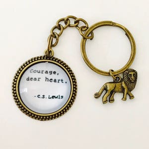 Courage, dear heart keychain, C.S. Lewis, literary gift, Aslan key chain