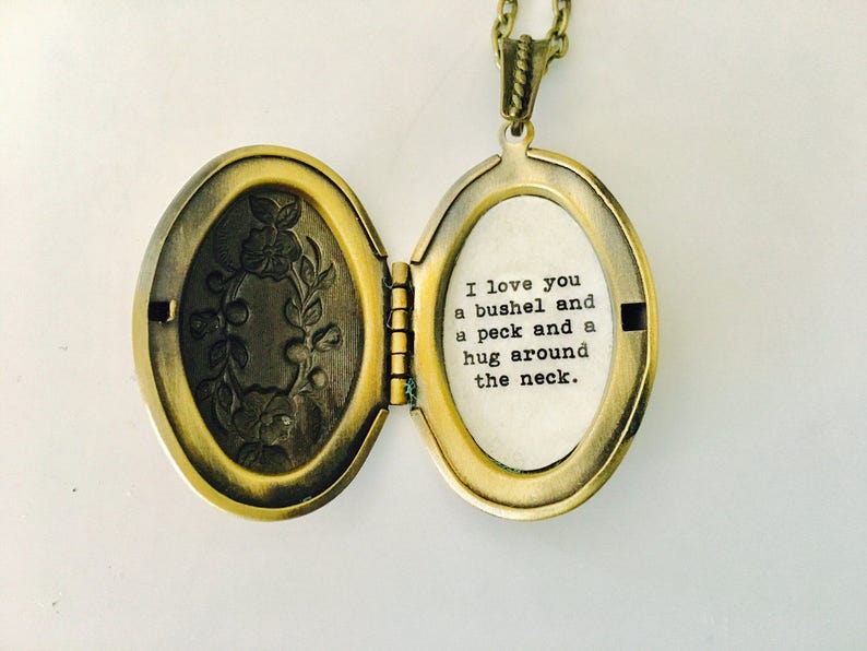 I love you a bushel and a peck and a hug around the neck, locket , keepsake locket, gift for mom, daughter image 4