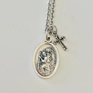 Saint Christopher Protect us  Pendant Necklace, stainless steel