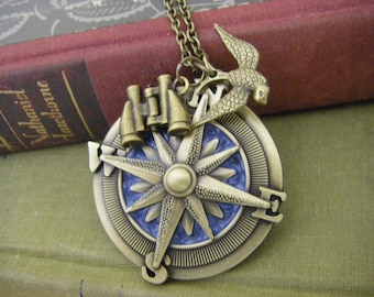 The Adventurer Necklace, Compass necklace, compass jewelry, wanderlust, sparrow