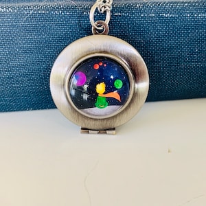 The Little Prince Locket Necklace , It is only with the heart that one can see rightly, quote , gift for her image 1