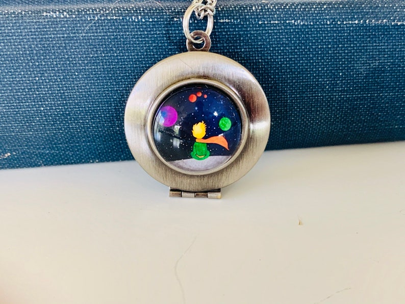 The Little Prince Locket Necklace , It is only with the heart that one can see rightly, quote , gift for her image 1
