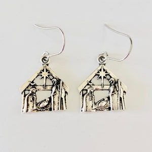 Nativity Earrings, Christmas earrings, Manger scene