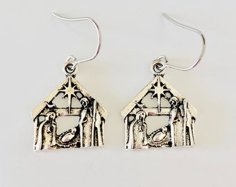 Nativity Earrings, Christmas earrings, Manger scene