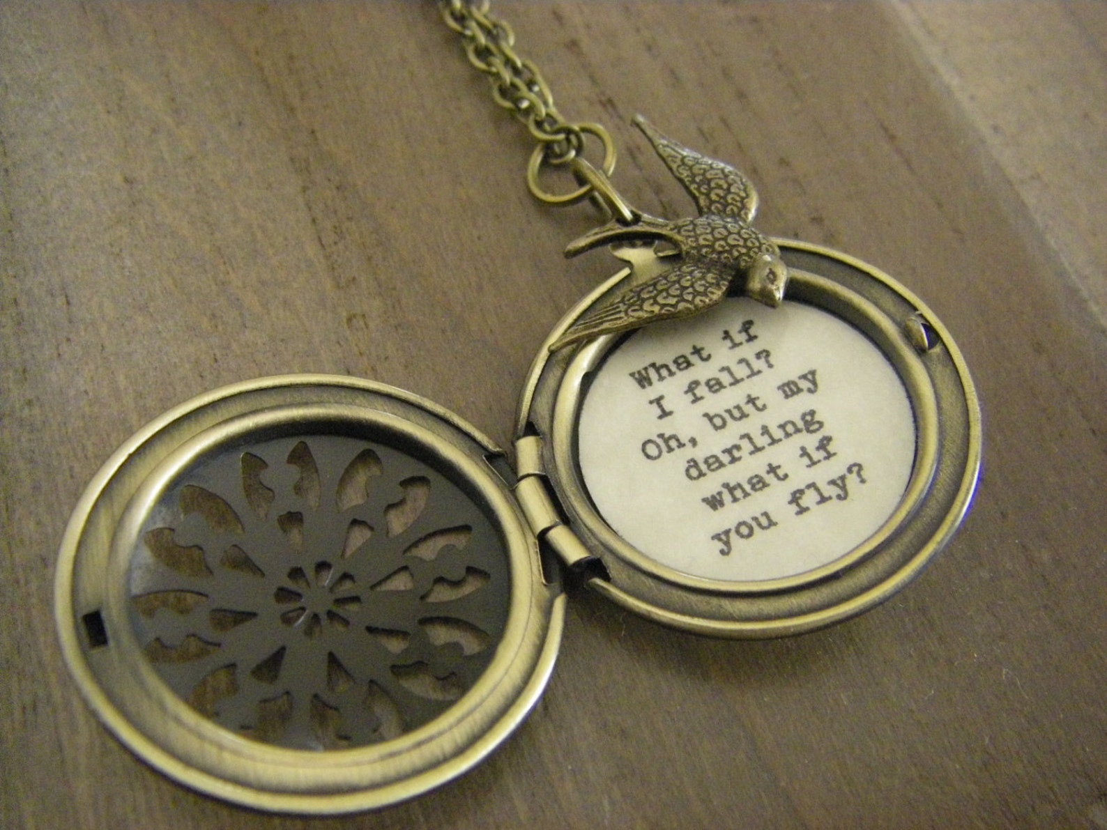 What If I Fall Oh but My Darling What If You Fly Locket Etsy