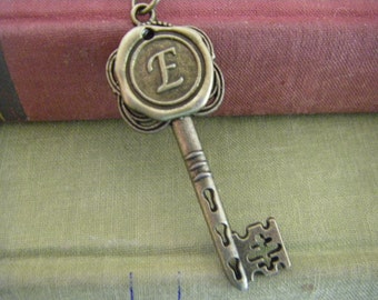 Wax Seal Key Initial Necklace You Choose Letter One Necklace A To Z Personalized