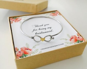 Bridesmaid Bracelet, bridesmaid gift, Infinity bracelet, thank you for being my bridesmaid, wedding jewelry