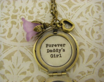 Forever Daddy&#39;s Girl Necklace, Locket,  Daughter Wedding, Dad to Daughter Gift