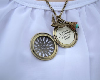 I Believe In The Person I Want To Become Locket Necklace Boho Bohemian Brass Locket Necklace With Quote