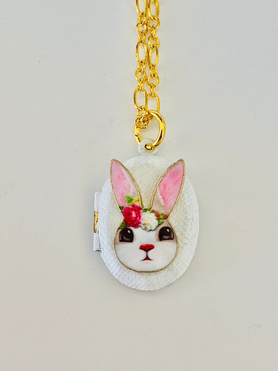 Bunny Locket Necklace, Tiny Locket, Rabbit Pendant - Etsy