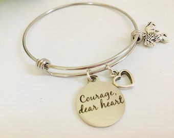 Courage dear heart - Charm bracelet - C S Lewis - literary gift