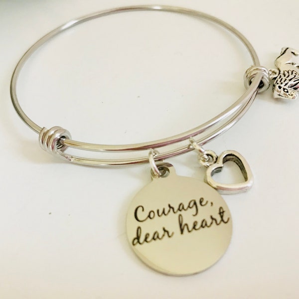 Courage dear heart - Charm bracelet - C S Lewis - literary gift