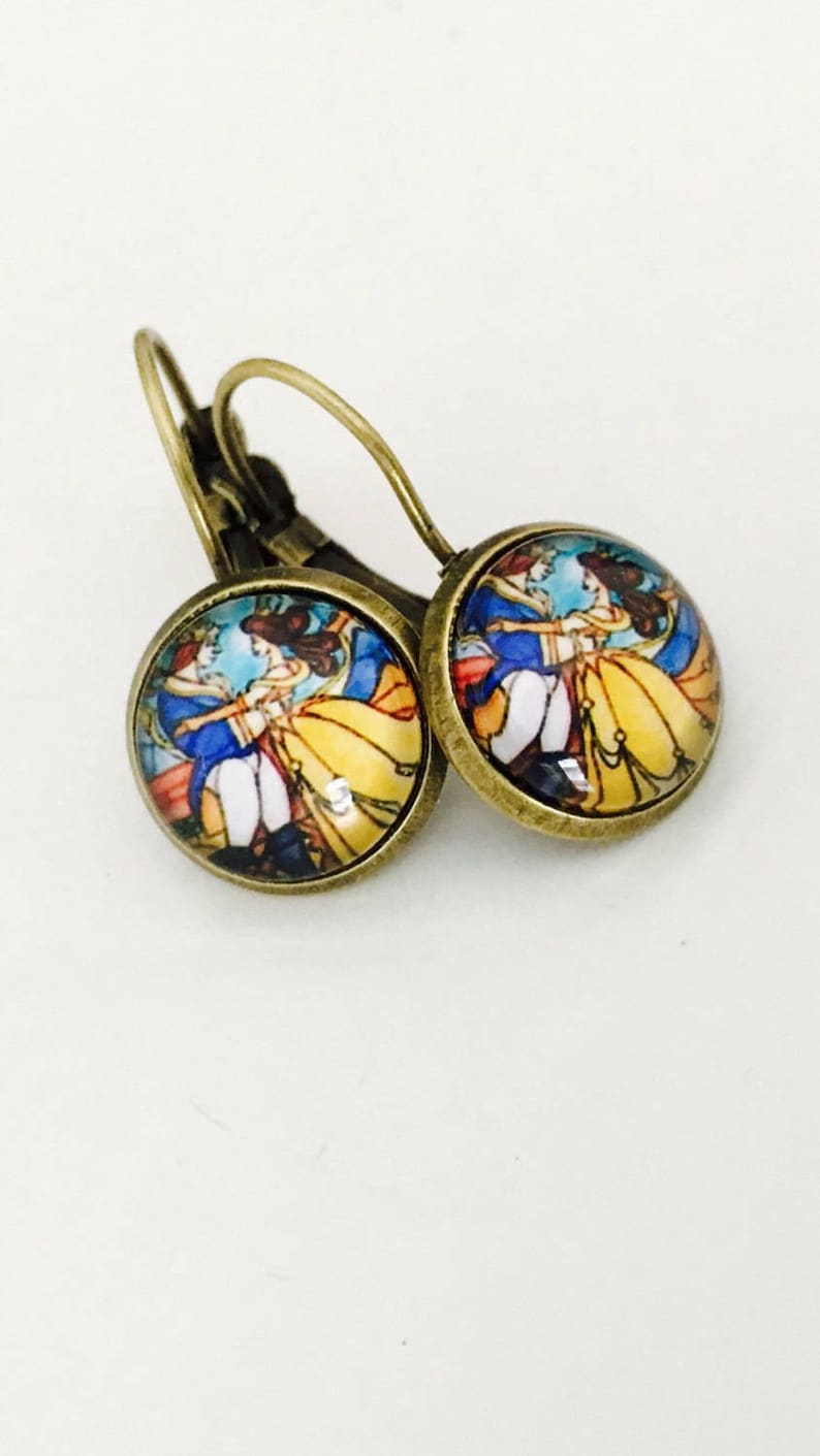Beauty and the beast earrings, princess Belle earrings, beauty and the beast jewelry, choose size image 3