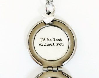 I'd Be Lost Without You Locket, Compass Locket, Silver Compass Locket, Compass Necklace