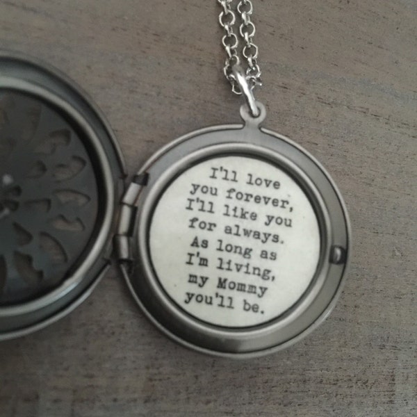 I'll Love You Forever Necklace,  Mommy Locket, Gift For Mom, Mothers Day, Classic Silver Locket