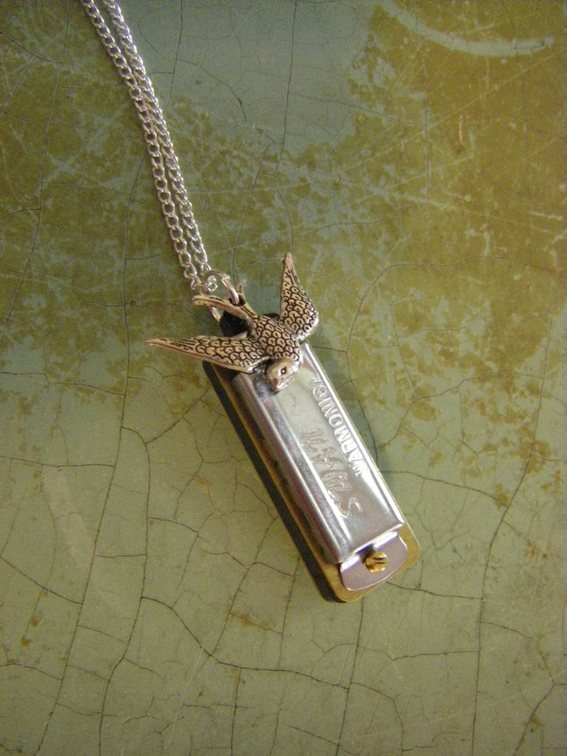 Harmonica Necklace Working Mini Harmonica Song Bird Etsy