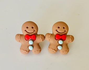 Gingerbread Man earrings, studs, Christmas earrings