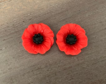 Poppy Earrings, Fall earrings, flower stud earrings