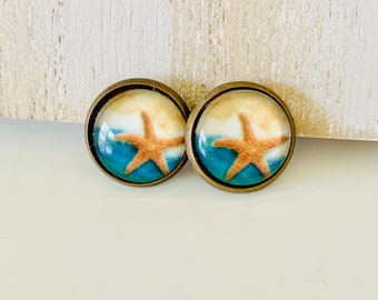 Starfish earrings, beach earring studs, nautical jewelry