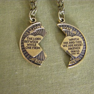 Mizpah Coin Blessing Necklace Two Necklaces Couple Necklace Friend Loved One The Lord Watch Between Me And Thee Friend Family image 3