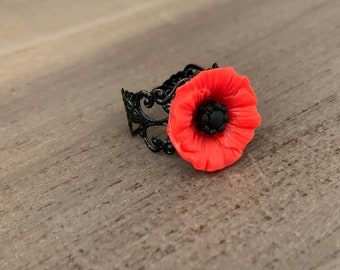 Poppy Ring, Adjustable , Poppy Jewelry