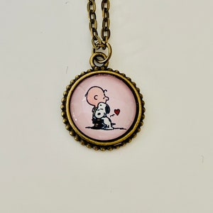 Charlie Brown Snoopy Valentine Pendant Necklace, peanuts gang jewelry, gift for her image 3