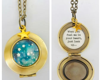 When you feel me in your heart, just look up,  keepsakes locket, Memorial Jewelry