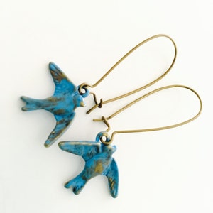 Little Bluebird earrings, blue bird, blue jay earrings, dangles image 4