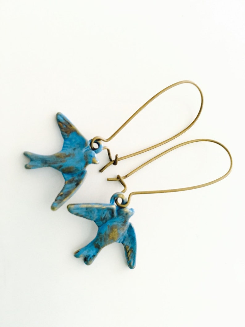 Little Bluebird earrings, blue bird, blue jay earrings, dangles image 4