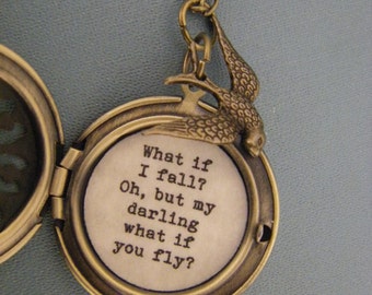 What if I fall, Oh but my darling what if you fly, locket, necklace, brass locket