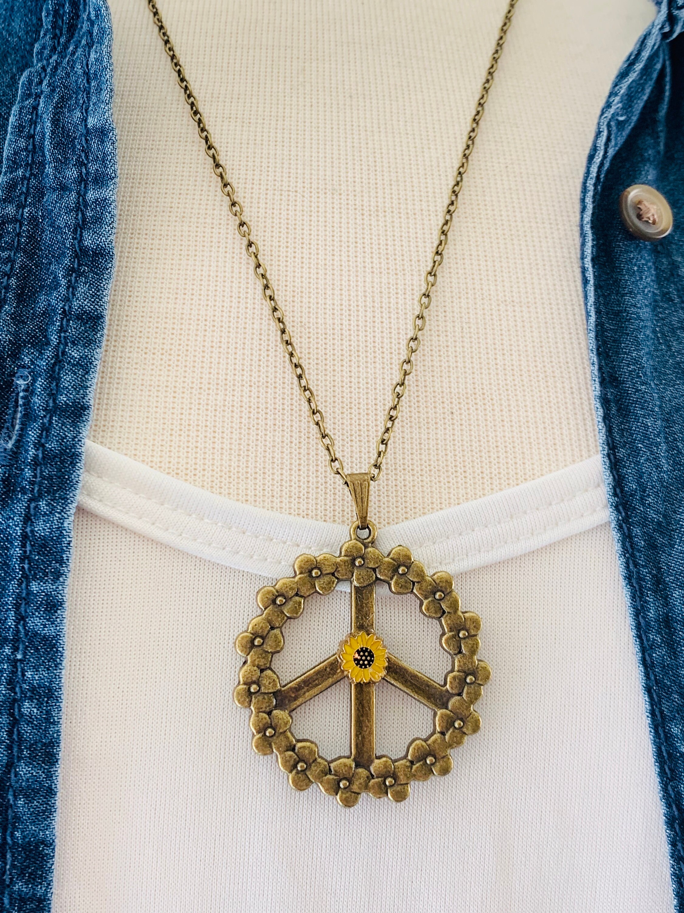 Peace and shine sunflower necklace discount