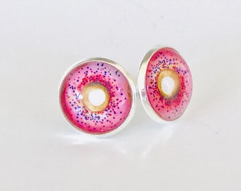 Donut earrings, donut studs, sprinkles