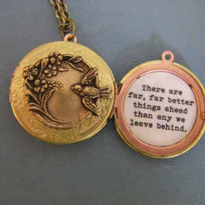 CS Lewis Locket, Necklace. There Are Far Better Things Ahead Than Any We Leave Behind, Graduation, New Beginning, Vintage Locket image 4