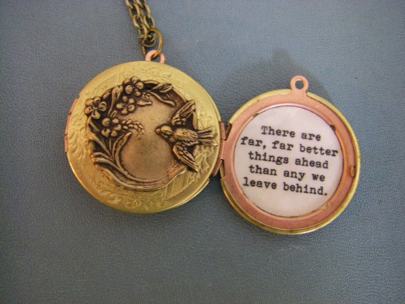 CS Lewis Locket, Necklace. There Are Far Better Things Ahead Than Any We Leave Behind, Graduation, New Beginning, Vintage Locket image 4