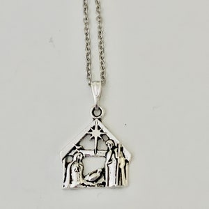 Nativity Necklace, Christmas Jewelry, Manger Scene