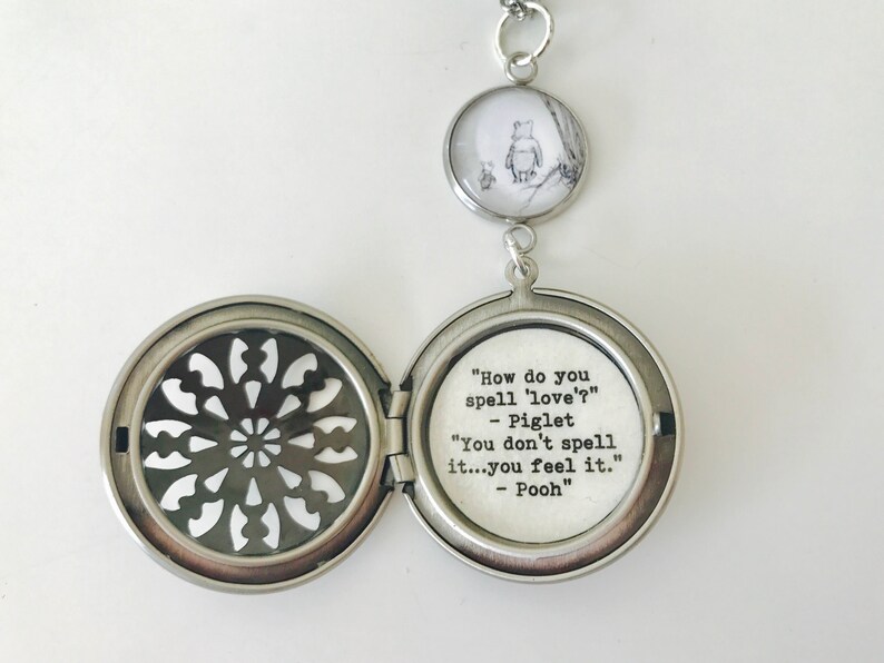 Pooh Locket Necklace how do you spell love silver locket