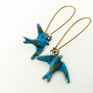 Little Bluebird earrings, blue bird, blue jay earrings, dangles image 3