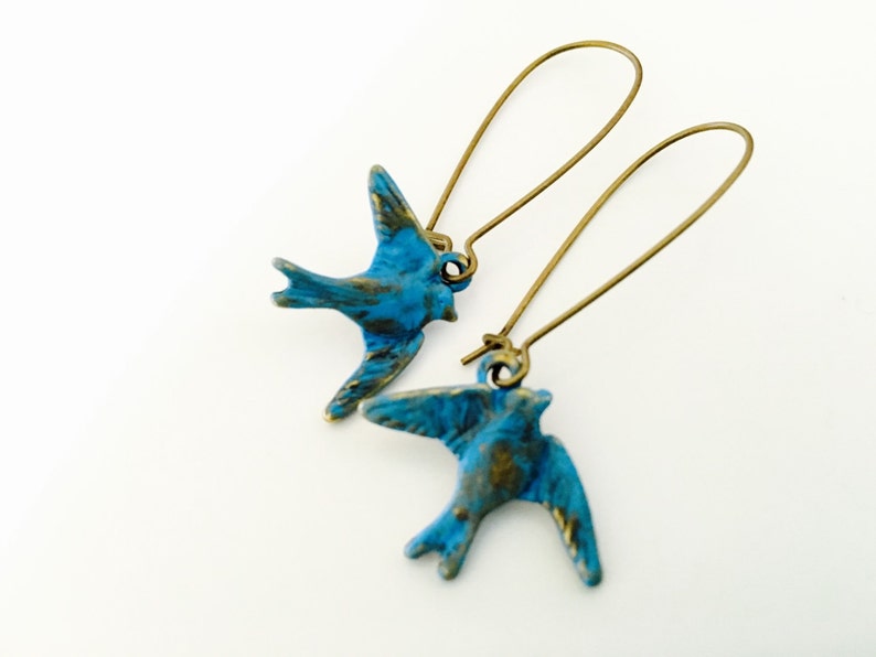 Little Bluebird earrings, blue bird, blue jay earrings, dangles image 3