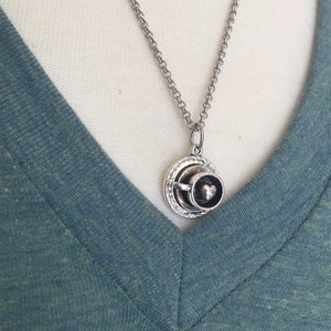 Silver Coffee Necklace, coffee mug charm necklace, coffee love, novelty jewelry, stainless steel, tea cup