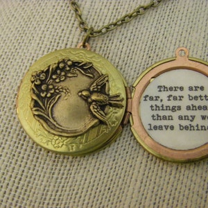 CS Lewis Locket, Necklace. There Are Far Better Things Ahead Than Any We Leave Behind, Graduation, New Beginning, Vintage Locket image 1
