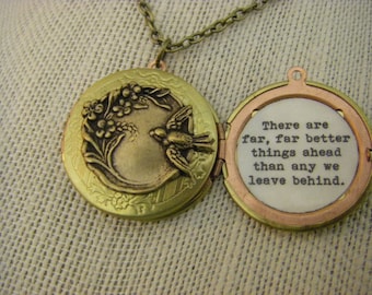 CS Lewis Locket, Necklace. There Are Far Better Things Ahead Than Any We Leave Behind, Graduation, New Beginning, Vintage Locket
