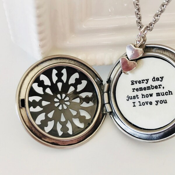 Every day remember just how much I love you necklace, keepsake locket , silver locket