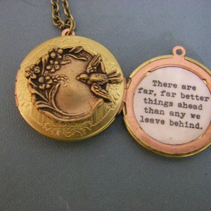 CS Lewis Locket, Necklace. There Are Far Better Things Ahead Than Any We Leave Behind, Graduation, New Beginning, Vintage Locket image 3